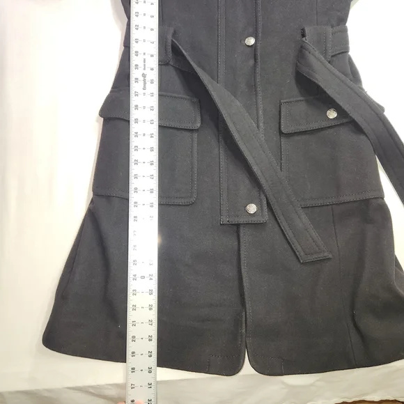 ⭐️Apt. 9 Women's Large Black Mid Length Coat 80% Wool - Picture 10 of 12